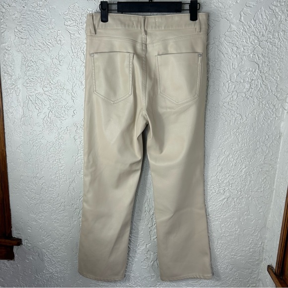 Zara | Faux Leather Cream Straight Leg Pants Size 4 - Picture 11 of 15